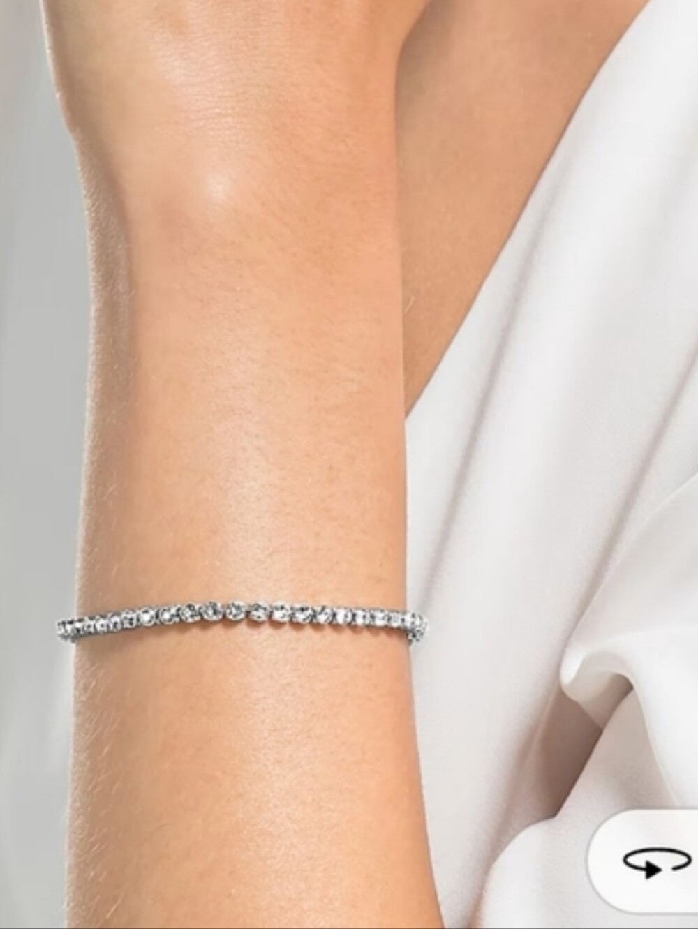 Imber Emily Tennis Bracelet Round Cut, Rhodium Plated- Excellent Condition